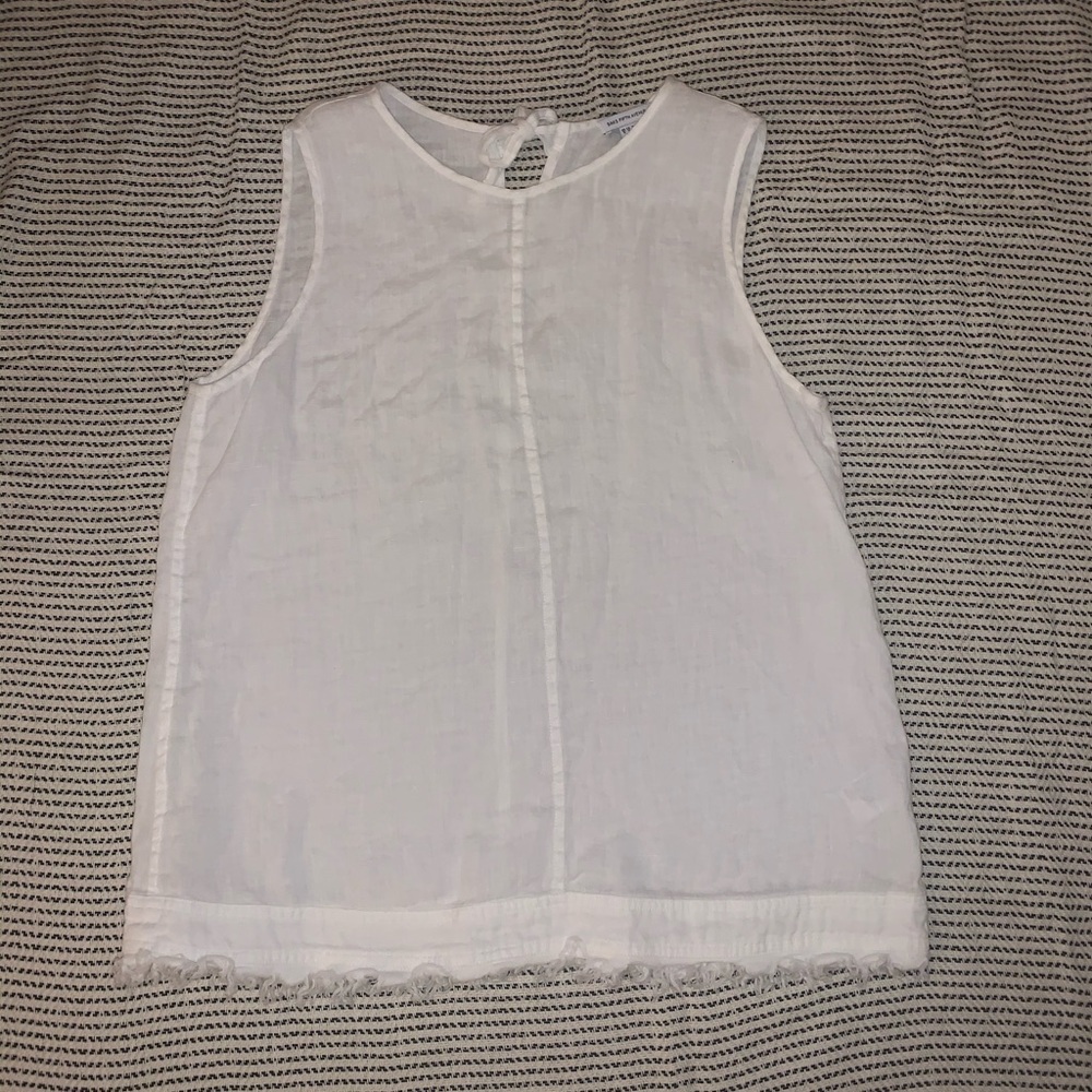White Tank top with bow and fringe detailing!